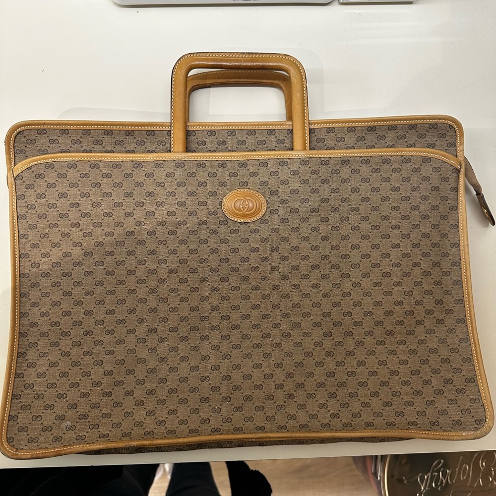 Gucci Brown and Tan Tote with Monogram Design